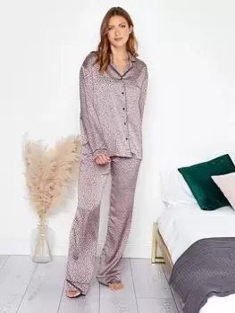 Image of Long Tall Sally Satin Abstract Spot Pj Set, Red, Size 22-24, Women