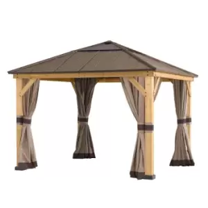 Image of Sunjoy Curtain SOMA for Cedar wood Gazebo - 336cm x 336cm, Khaki