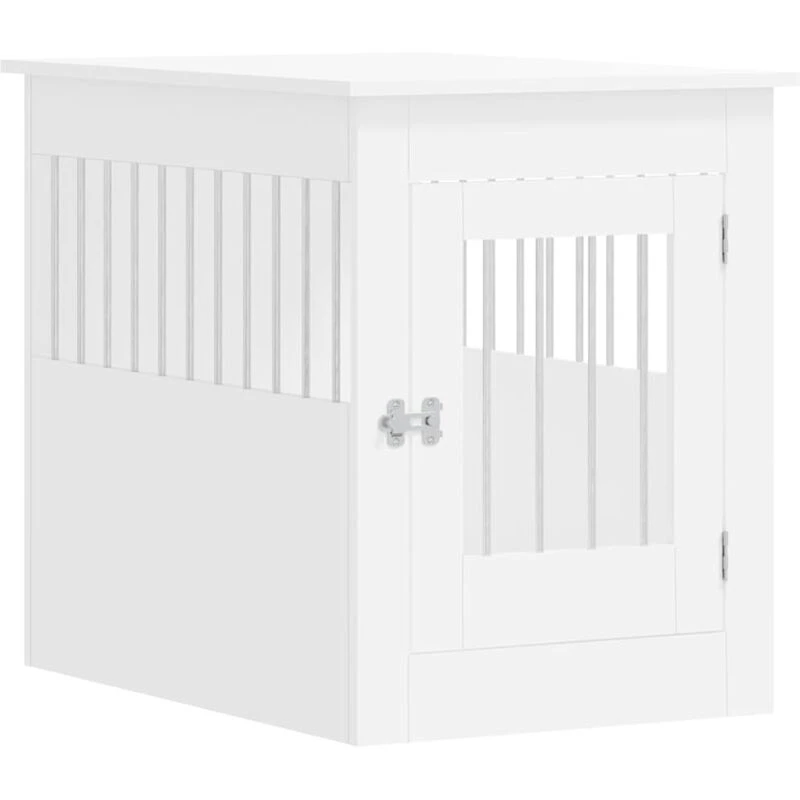 Image of vidaXL Dog Crate Furniture White 55x80x68cm Engineered Wood, White 838323