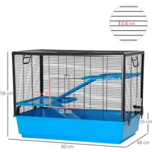 Image of PawHut Indoor Guinea Pig Cage Habitat for Small Animals W/ Accessories, Blue