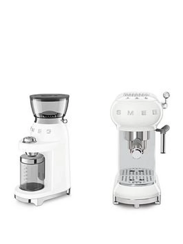 Image of Smeg Coffee Grinder in White & Espresso Coffee Machine White Unisex