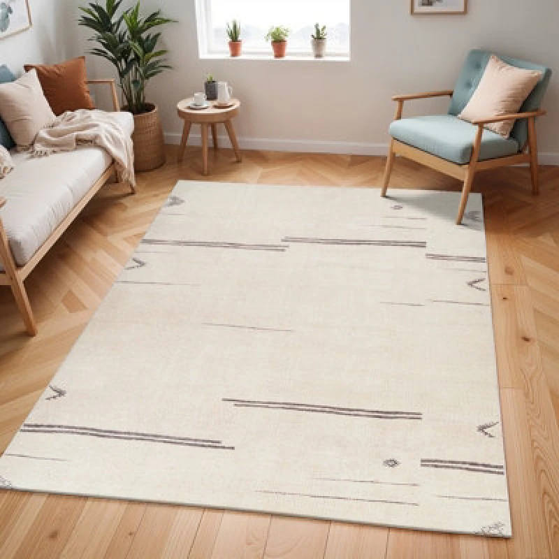 Image of Livabliss Becki Owens Rivi-Global Ivory Grey Living Dining Bedroom Rug in Cream Size: 200cm x 275cm Cream Unisex 200cm x 275 cm