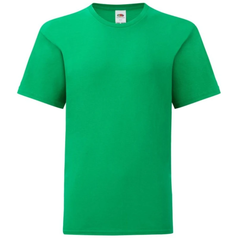 Image of Fruit of the Loom Iconic T-Shirt in Green Size: 12-13 Years Green Unisex 12-13 Years