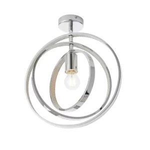 Image of Merola Contemporary Designer Crystal LED Spherical Semi Flush Ceiling Light Chrome, Warm White, IP44