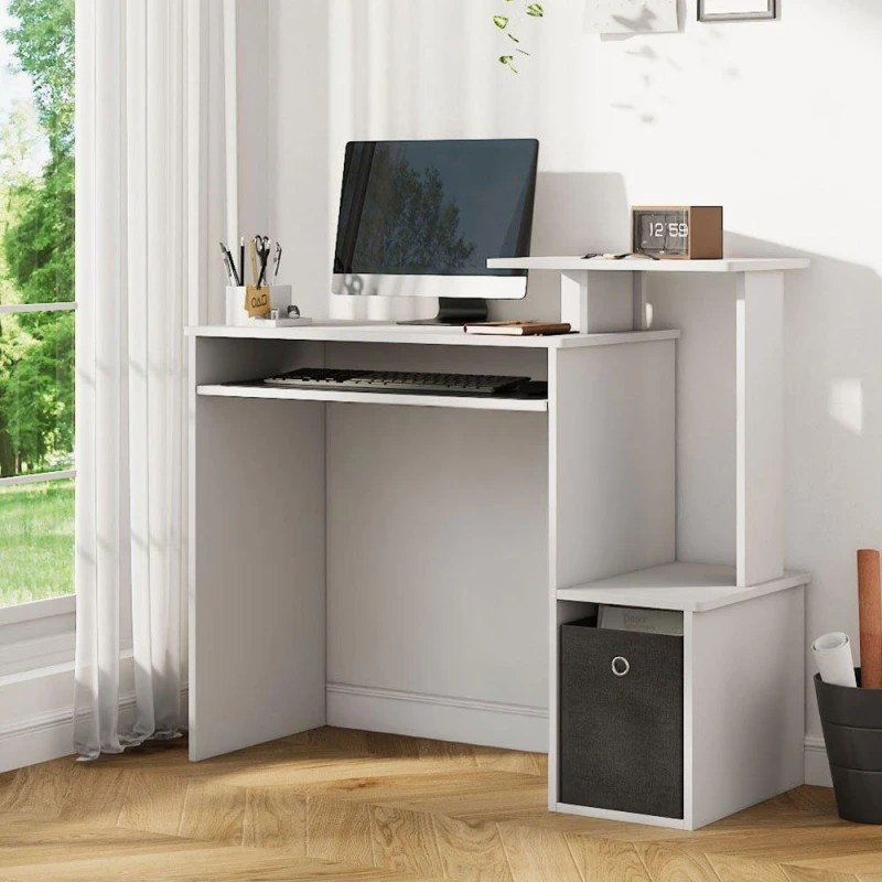 Image of Kabinet UK White Computer Desk with Storage White unisex One Size