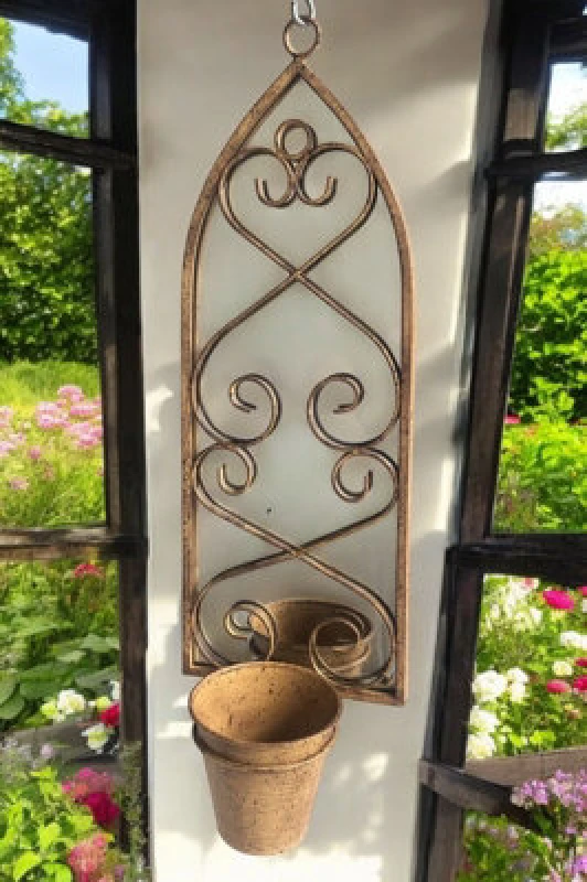 Image of 56Cm Rusty Wall Mirror With Single Planter