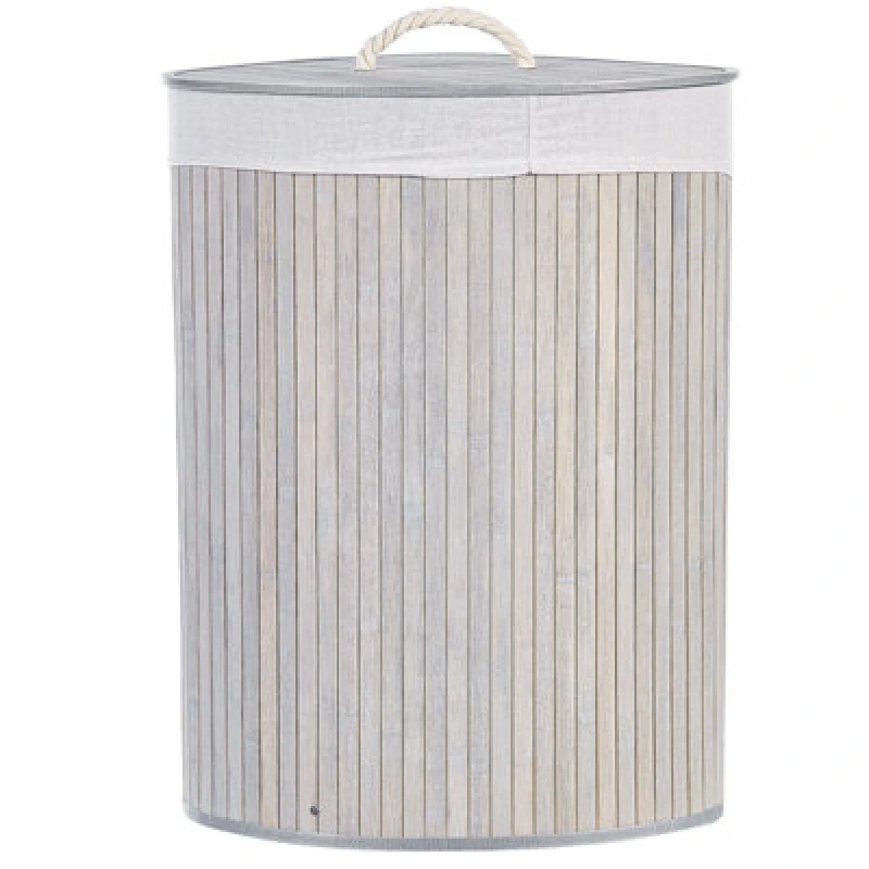 Image of Beliani Basket Matara Bamboo Wood Light Grey 57 L