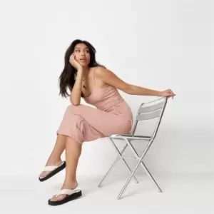 Image of Missguided Petite Tie Belt Cami Ribbed Maxi Dress - Pink