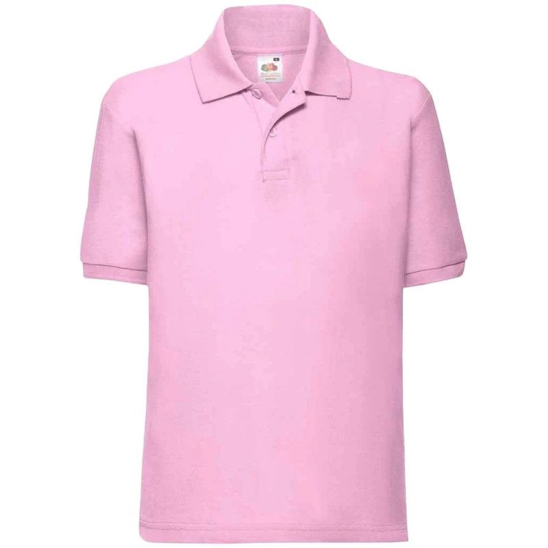 Image of Fruit of the Loom Poly Cotton Pique Polo Shirt in Light Pink Size: 12-13 Years Light Pink Unisex 12-13 Years