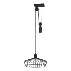 Image of Eglo Industrial Style Black Caged Pendant