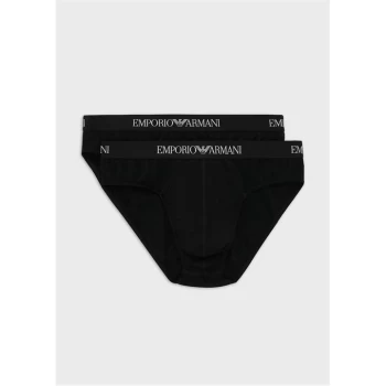 Image of Emporio Armani 2 Pack Slip Briefs Soft Black Size L Men
