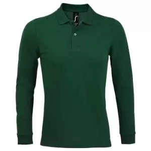 Image of SOLS Mens Perfect Long Sleeve Piqu Polo Shirt (3XL) (Bottle Green)