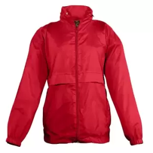 Image of SOLS Kids Unisex Surf Windbreaker Jacket (Water Resistant And Windproof) (9-11) (Red)