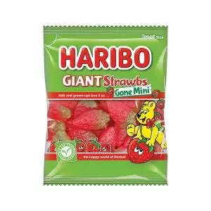 Image of Haribo Strawbs Gone Mini Bags 16g Pack of 100 6954 HB96023