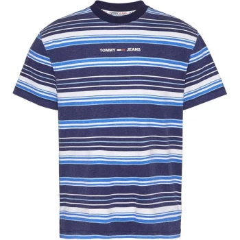 Image of Tommy Jeans Multi Stripe T Shirt - Twilight/Multi