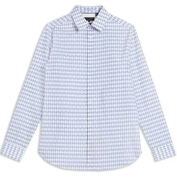 Image of Ted Baker Dibbin Long Sleeve Shirt Patterned Shirt - Long Sleeve M (3) Blue 55236318390