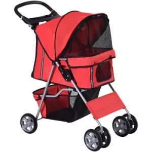 Image of PawHut Pet Stroller Carrier Foldable Deluxe Jogger Walk Travel Dog Cat 4 Wheels