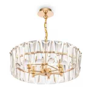 Image of Modern Puntes 6 Light Gold Cylindrical Pendant Ceiling Light