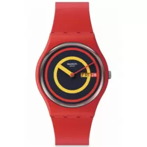 Image of Unisex Swatch Swatch Concentric Red Watch