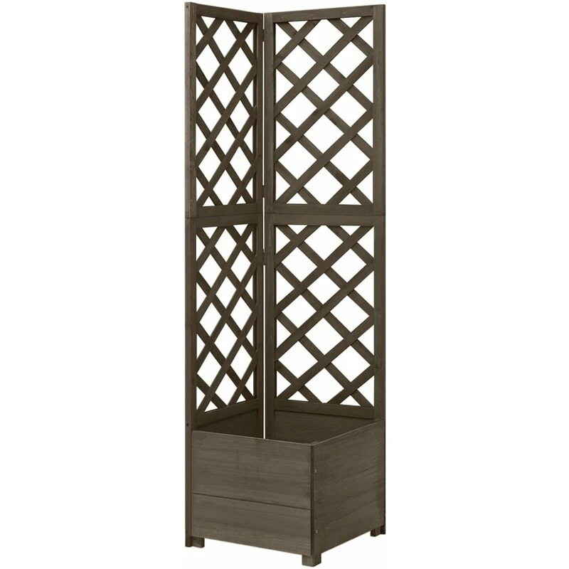 Image of VIDAXL Corner Trellis Planter Grey 40x40x150cm Solid Fir Wood Vidaxl 8720286432280