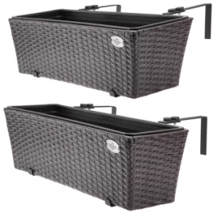 Image of Window Box 2Pcs Set Brown 60x20x19cm