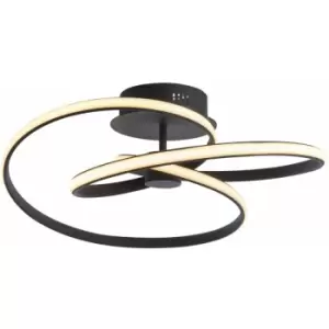 Image of Loops - Semi Flush Ceiling Light Fitting - Textured Black & White Diffuser - LED Tape