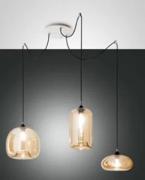 Image of Fiona Cluster Pendant Ceiling Light Amber Glass, E27