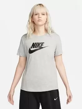 Image of Nike Nsw Essential Icon Futura T-Shirt - Dark Grey, Size XS, Women