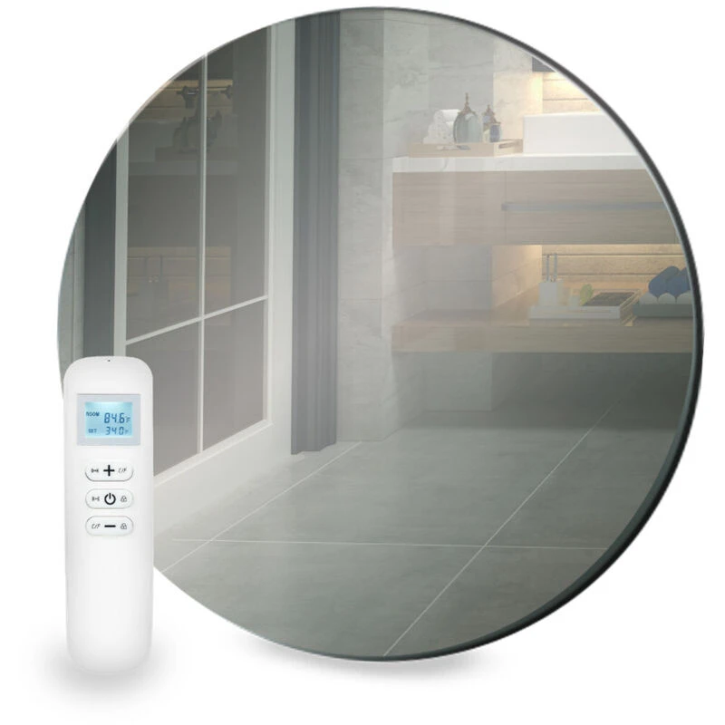 Image of Mirrorstone 320W Round Mirrored WiFi Infrared Heating Panel, White MIR-320W-RD