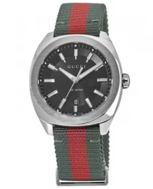 Image of Gucci GG2570 41 Black Dial Green/Red Nylon Strap Mens Watch YA142305 YA142305