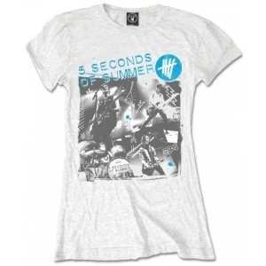 Image of 5 Seconds of Summer Live Collage Womens Small T-Shirt - White