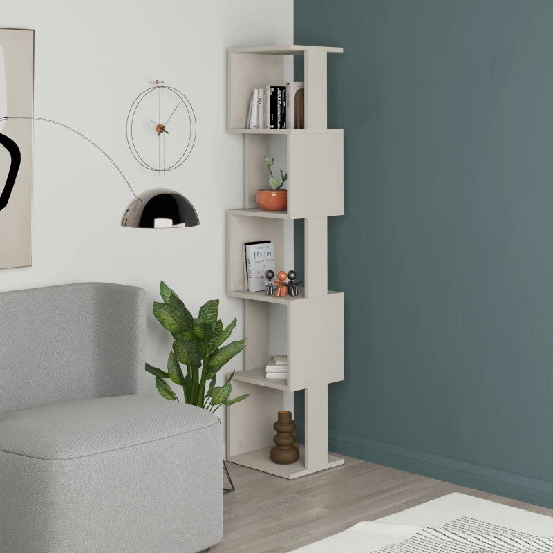 Image of Decortie Piri' Modern Bookcase Display Unit 161cm in Light Sand Size: 1 Pack Light Sand Unisex 1 Pack