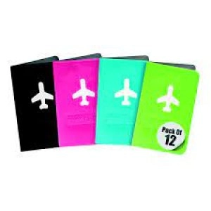 Image of Travel Log Aeroplane Passport Covers Neon Assorted Pack of 12 783023