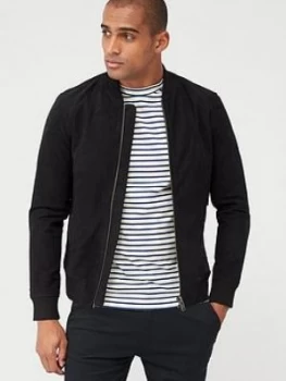 Image of Selected Homme Nubuck Bomber Jacket - Black
