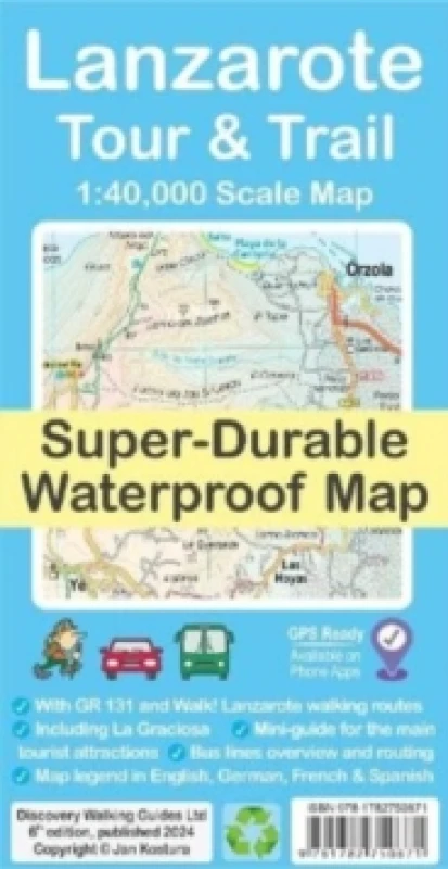 Image of Lanzarote Tour & Trail Map Paperback / softback