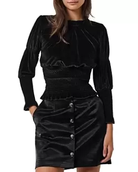Image of French Connection Sula Velvet Jersey Smocked Top