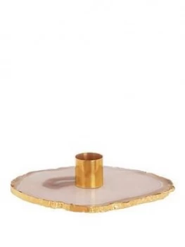 Image of Premier Housewares Agata Grey / Gold Candle Holder