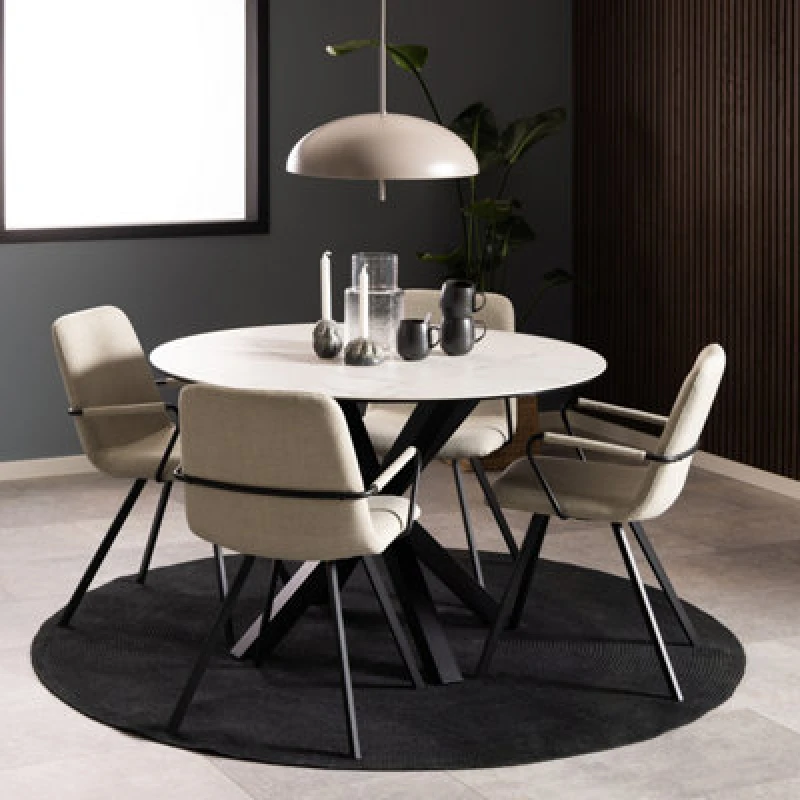 Image of Furniture To Go Heaven Round Dining Table With Ceramic White Top (L) 119Cm Seats Up To 4