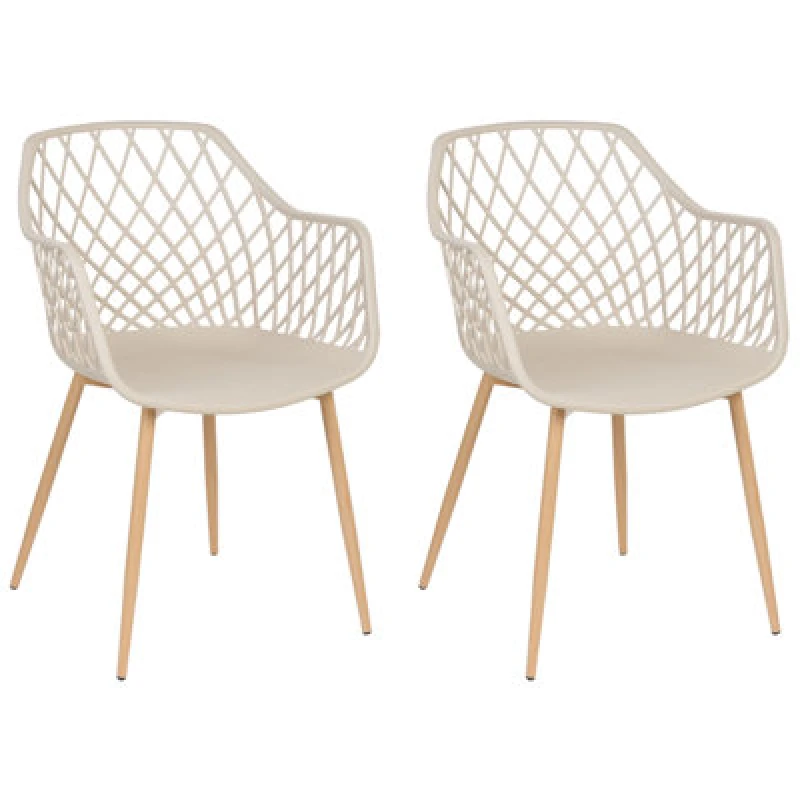 Image of Beliani Set Of 2 Dining Chairs Nashua Beige