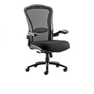 Image of Heavy Duty Task Office Chair Houston Mesh Back Black Fabric Seat With Arms
