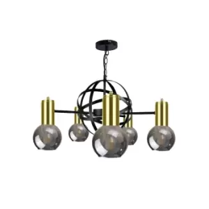 Image of Planet Pendant Ceiling Light Black, Gold, 60cm, 5x E27