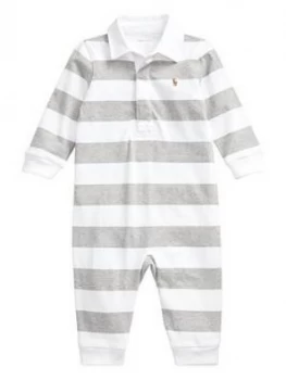 Image of Ralph Lauren Baby Boys Stripe Polo All In One - Grey