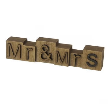 Image of Mr & Mrs Wooden Block Sign By Heaven Sends