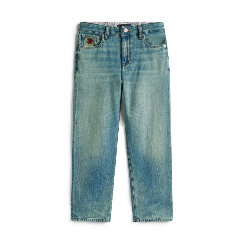 Image of Tommy Hilfiger Kids Durable Denim Adjustable Waist Straight Leg Jeans Worn 1CH male 8Y