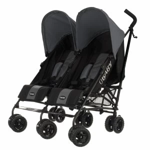 Image of Obaby Apollo Black and Grey Twin Stroller - Grey.