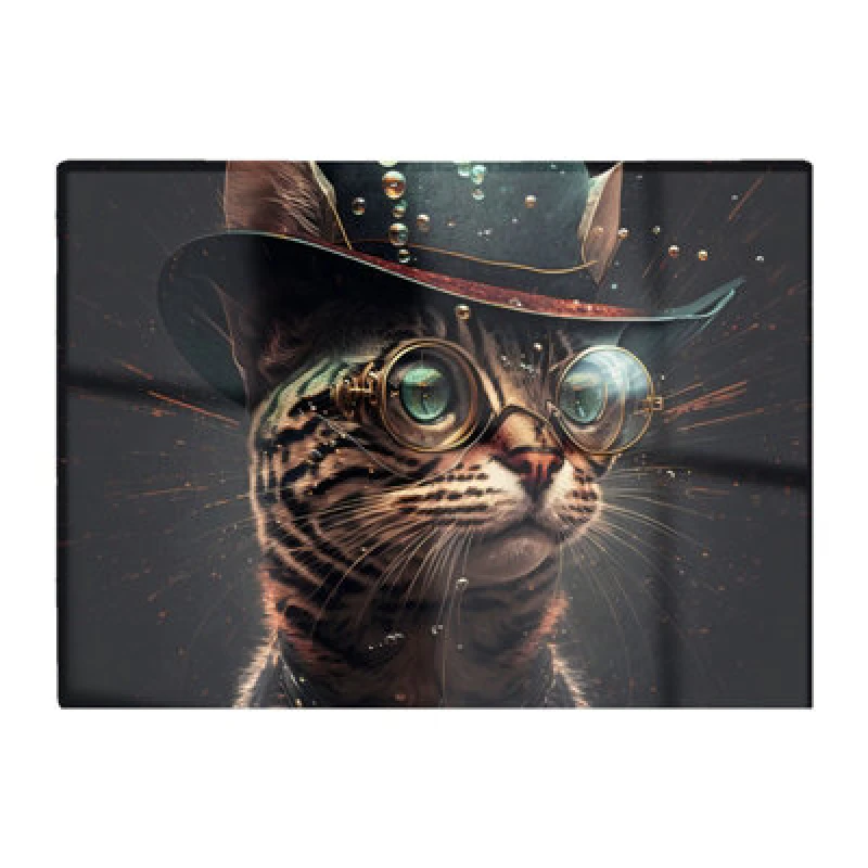 Image of Warren Reed Designer Bengal Cat Face Glasses Splashart Chopping Board