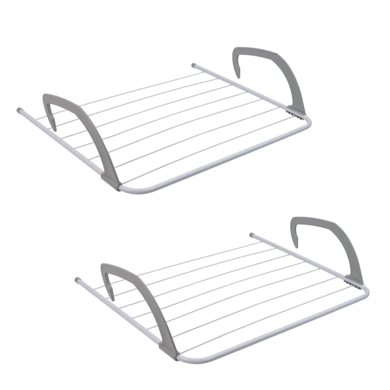 Image of Jvl Over Door Radiator Clothes Drying Airer-6M, White, Pack Of 2