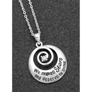Image of Sentiment Swirl Silver Plated Necklace Stars
