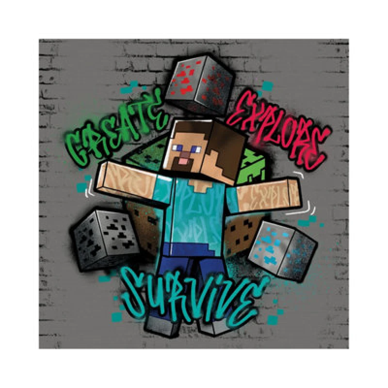 Image of Minecraft Minecraft Survive Canvas Print in Grey Grey One Size Unisex 5063652223383