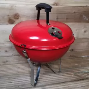 Image of Koopman - 37cm Portable Red Enamel Vented Kettle BBQ with Lid Ideal for Garden or Camping
